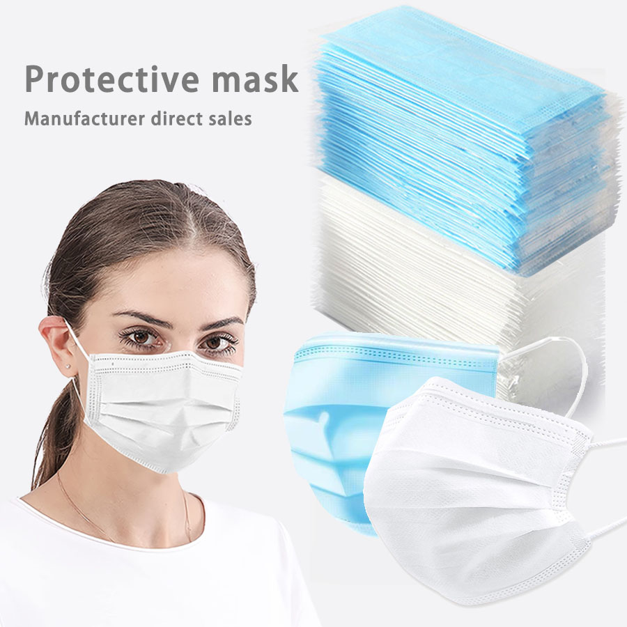 Disposable Mask Blue - 50/100Pcs 얼굴 파란색 흰색 성인 마스크