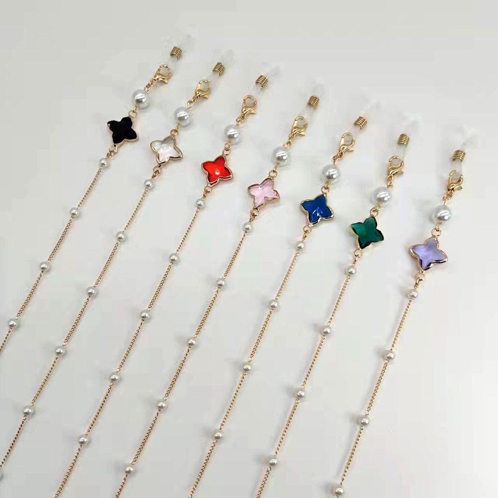 Mask Chain Holder - 여성 안경 체인 플라스틱 구슬 하트