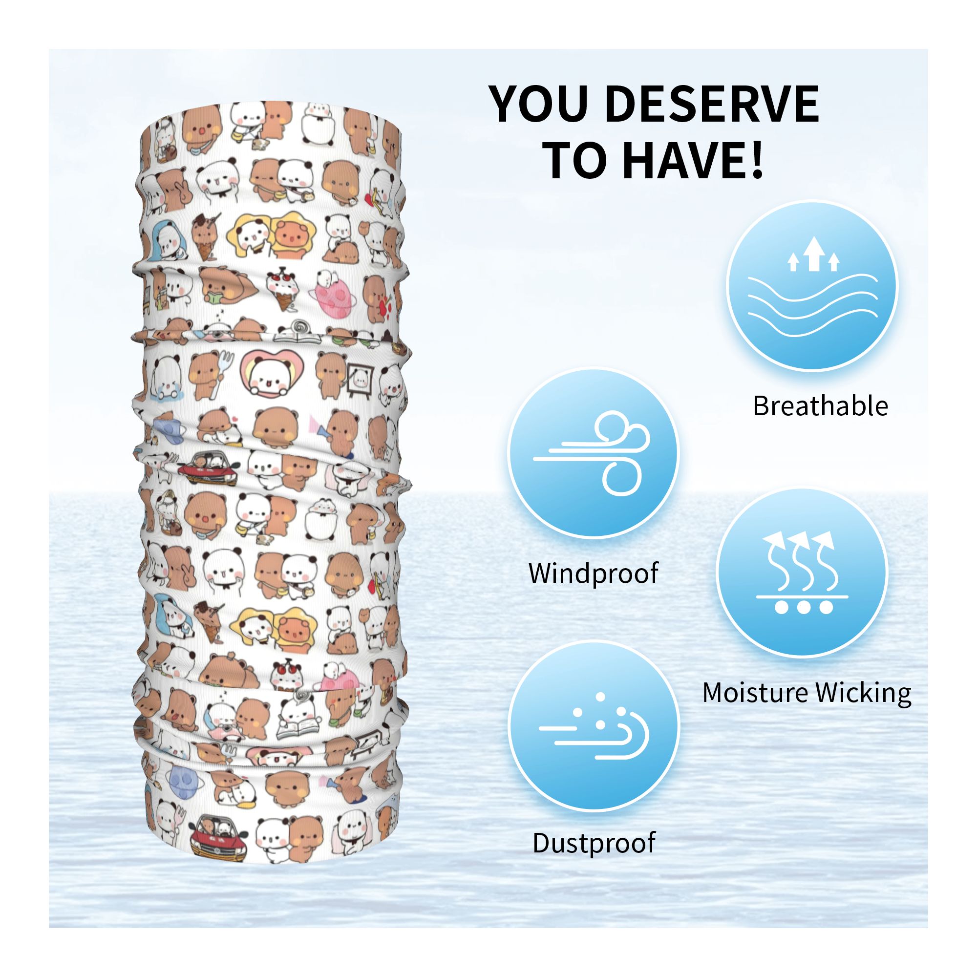 커스텀 베어 만화 피치와 고마 부부 두두 밴다나 넥 워 - Neck Gaiter Face Cover 리뷰 및 가격