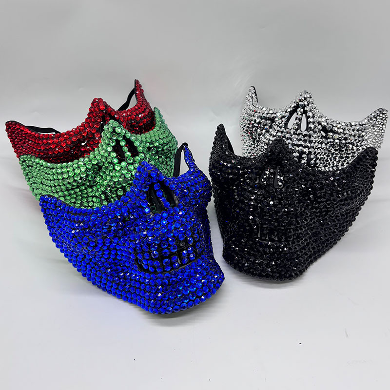 남녀 공용 라인스톤 반쪽 해골 마스크, 가면 파티 코스 - Respirator Half Face 리뷰 및 가격