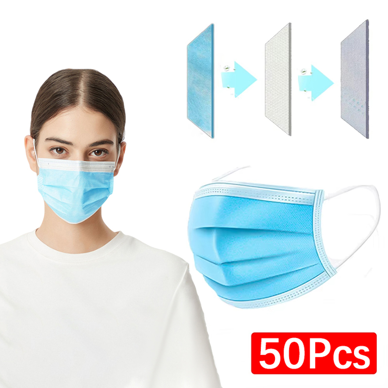 50Pcs 3 레이어 마스크 페이스 마스크 멜트 블로운 - Black Face Mask Pack 리뷰 및 가격