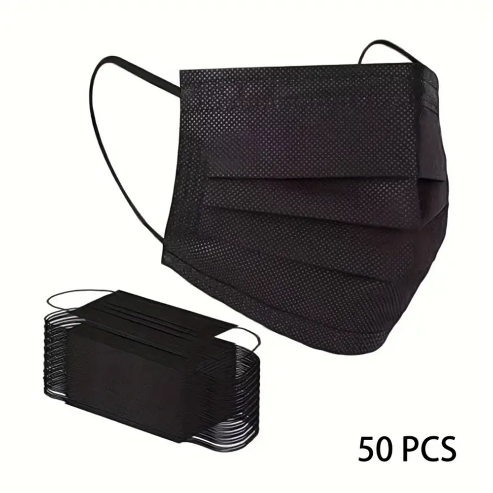 50-200pcs 검정색 일회용 얼굴 마스크 3겹 필터 - Black Face Mask Pack 리뷰 및 가격